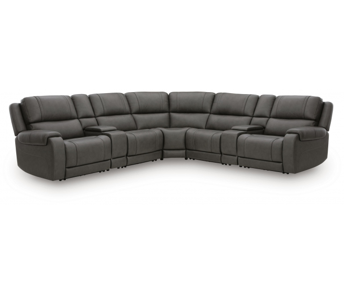 5Z Pittson 7-Piece Power Reclining Sectional With 2 Power Armless Recliners And 2 Storage Consoles Anchor, 133"
