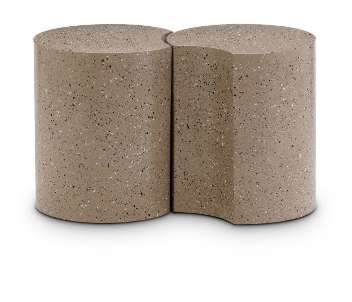 Dimple - 20" 2 Piece Modular End Table - Taupe Terazzo, 33.5"