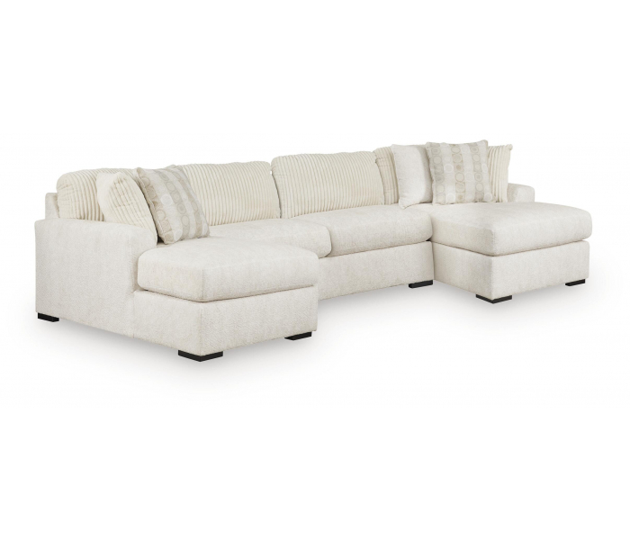 Chessington 3-Piece Sectional With Double Chaise Ivory, 150"