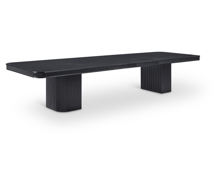 Mohari - Solid Wood And Oak Veneer 112" / 160" Dining Table - Black, 160"