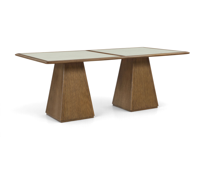 Atrium - 78" Glass Top And Wood Base Dining Table - Brown - Dark Brown, 78"