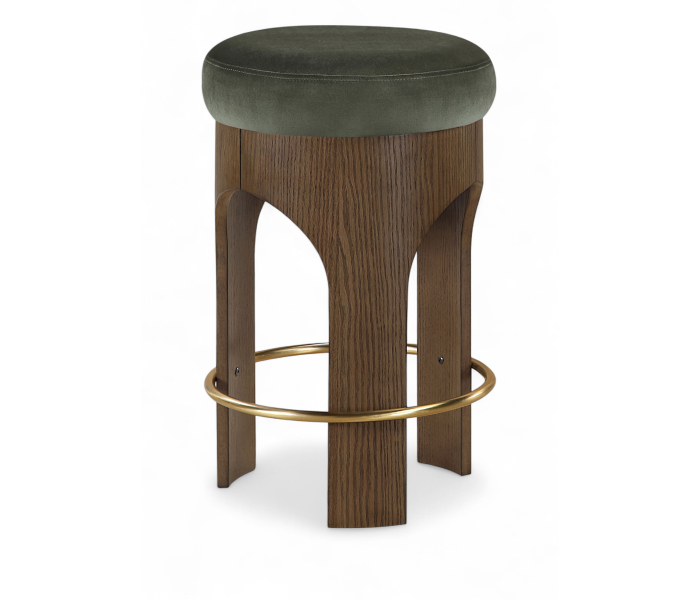 Bocceli - Velvet Upholstered Counter Stool - Dark Green