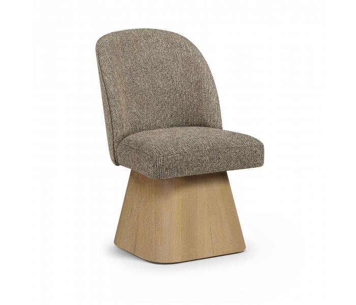 Marlowe - Linen Textured Fabric Upholstered Swivel Dining Side Chair - Brown - Light Brown