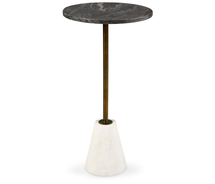 Caramont - Black / White / Gold Finish - Accent Table with White Base, 12.13"