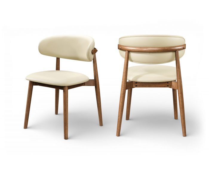 Leesa - Vegan Leather Upholstered Dining Chair (Set of 2) - Cream - Beige