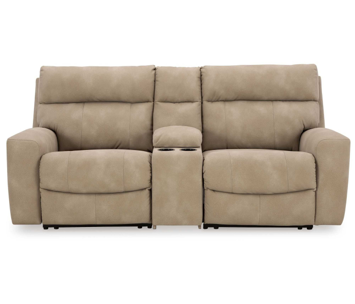 Next-Gen Durapella - Sand - 3-Piece Power Reclining Sectional Loveseat With Console, 91"
