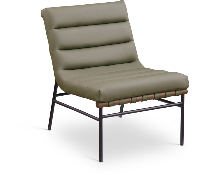 Burke - Faux Leather Accent Chair - Olive
