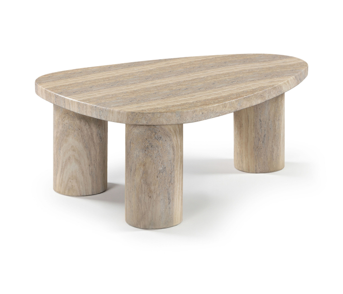Teramo - 15" Height Concrete Indoor/Outdoor Coffee Table - Travertine - Beige, 38"