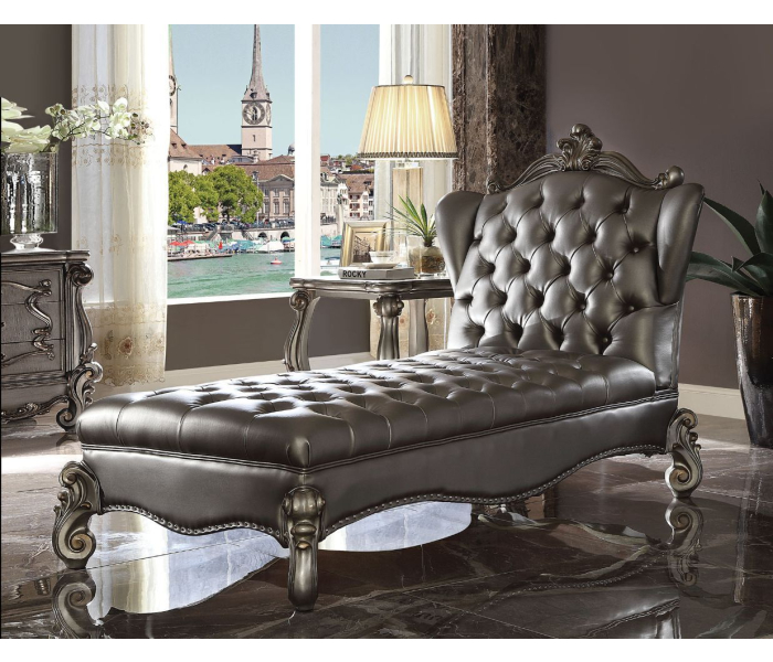 Versailles - Chaise - Silver PU & Antique Platinum