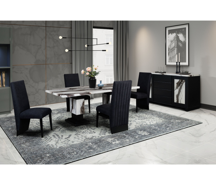 D12 - 9 Piece Dining Room Set (Dining Table And 8 Dining Chair) - Black / - Black