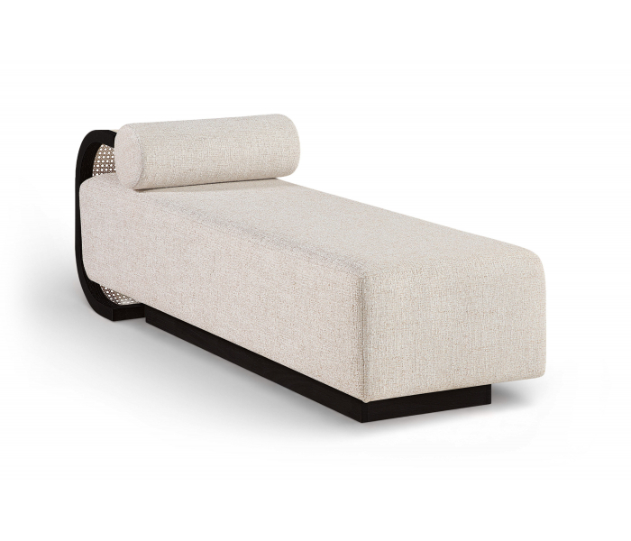 Zephyr - Linen Textured Fabric Upholstered Chaise - Beige / Painted - Beige