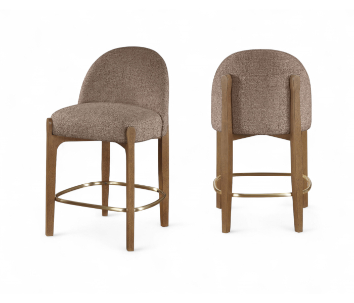 Torino - Fabric Upholstered Counter Stool (Set of 2) - Brown / Brushed Brown - Dark Brown