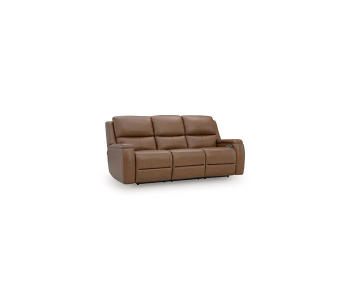 5Z-Syran Power Reclining Sofa With Adjustable Headrest Caramel, 87"