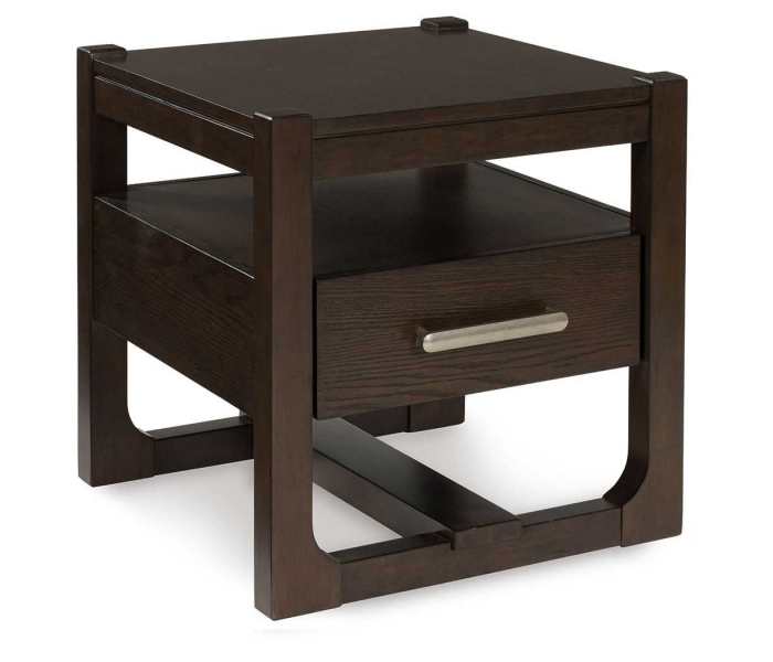 Breckington - Dark Brown - Square End Table, 24.38"