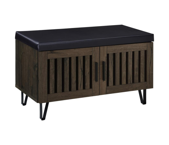Brixton - 2-Door Padded Entryway Shoe Storage Bench - Smoked Oak
