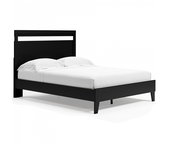 Finch Queen Panel Platform Bed Black / Brown