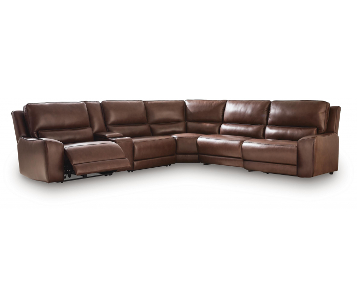 DeepWakes 6-Piece Power Reclining Sectional With 2 Armless Chairs And Storage Console Canyon, 146"