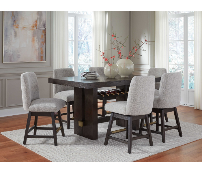 Burkhaus - Dark Brown - 7 Pc. - Rectangular Counter Table, 6 Barstools