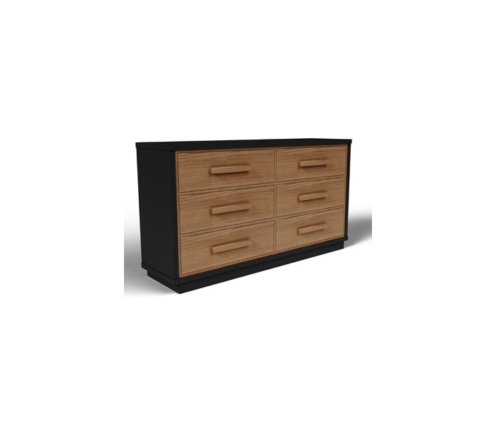 Kozmour Six Drawer Dresser Black / Brown, 58.03" Wide