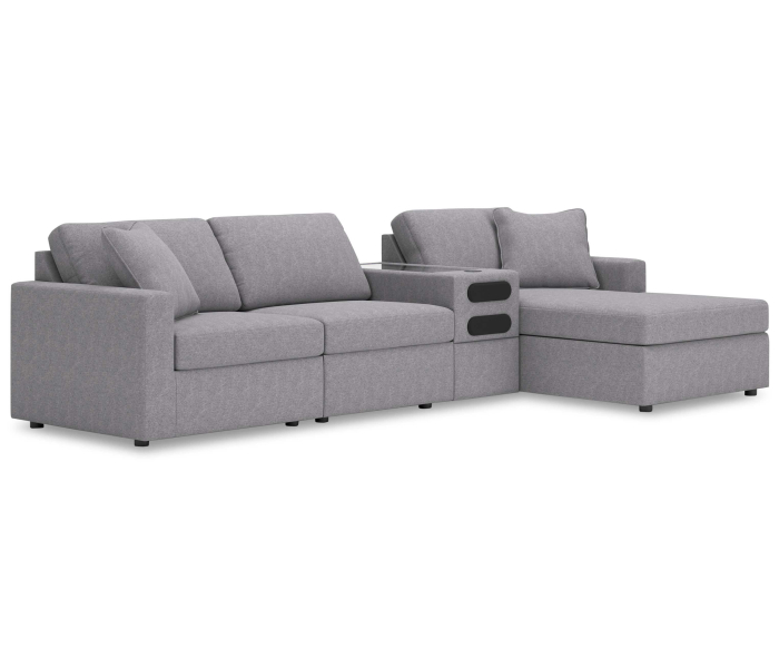 Cozymax - Granite - 4-Piece Sectional With Raf Corner Chaise And Audio System Console, 126"