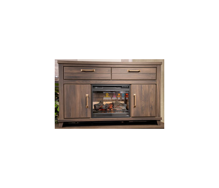 Brazen Valley LG TV Stand With Fireplace Option Dark Brown