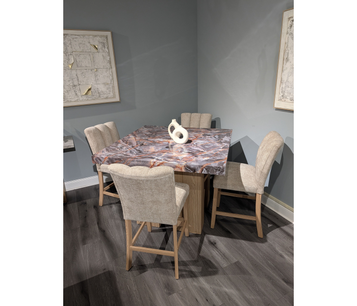 D04 - 5 Piece Dining Room Set (Bar Table, 4 Stools) - Lava / Natural - Dark Gray