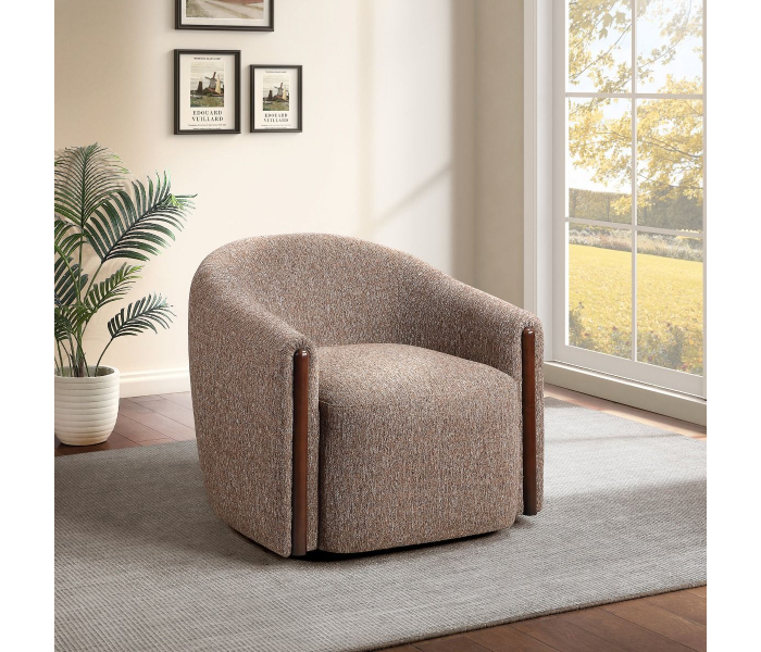 Ballona - Accent Chair With Swivel - Brown Chenille - Light Brown