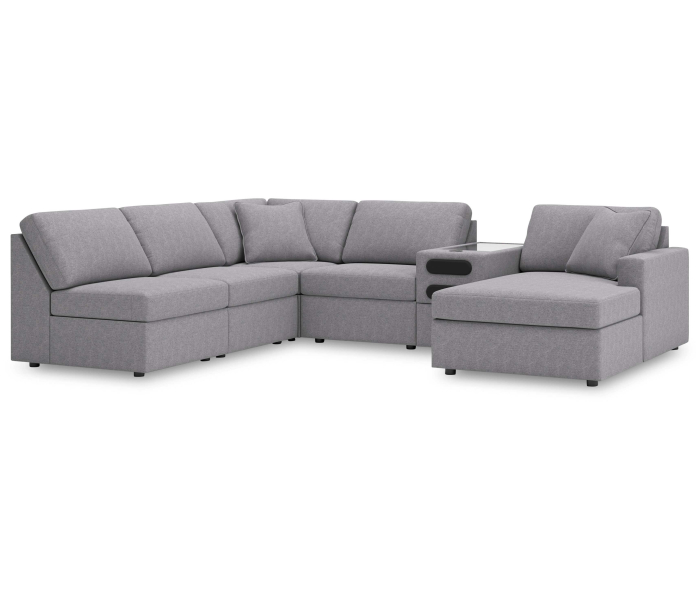 Cozymax - Granite - 6-Piece Sectional With Raf Corner Chaise And Audio System Console, 140"