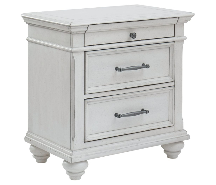 Kanwyn - Whitewash - Three Drawer Night Stand