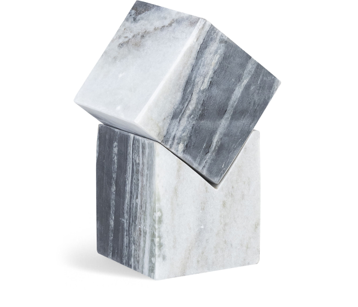 Quad - Marble Decorative Cube - Panda - Gray, 8"