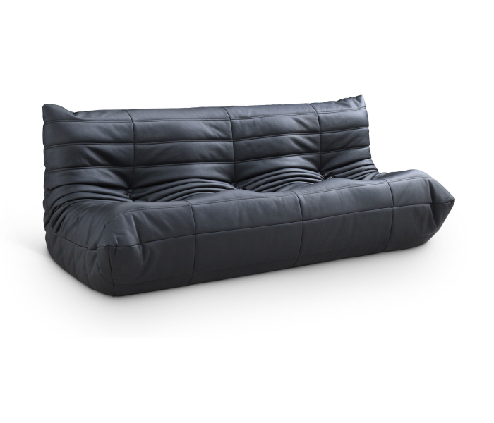 Relax - Vegan Leather 77.75" Upholstered Sofa - Black, 77.75"