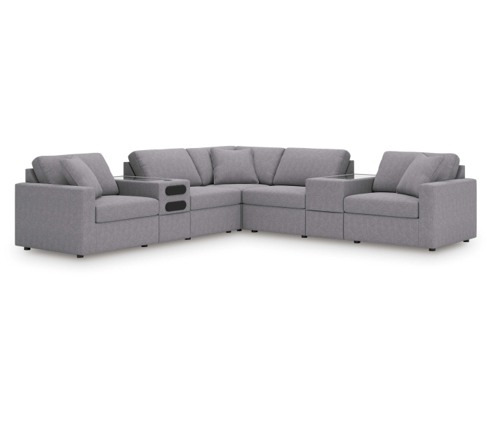 Cozymax - Granite - 7-Piece Balanced Sectional With Audio And Storage Consoles, 124"