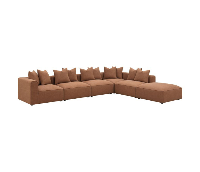 Jennifer - 6 Piece Upholstered Modular Sectional - Terracotta, 154"