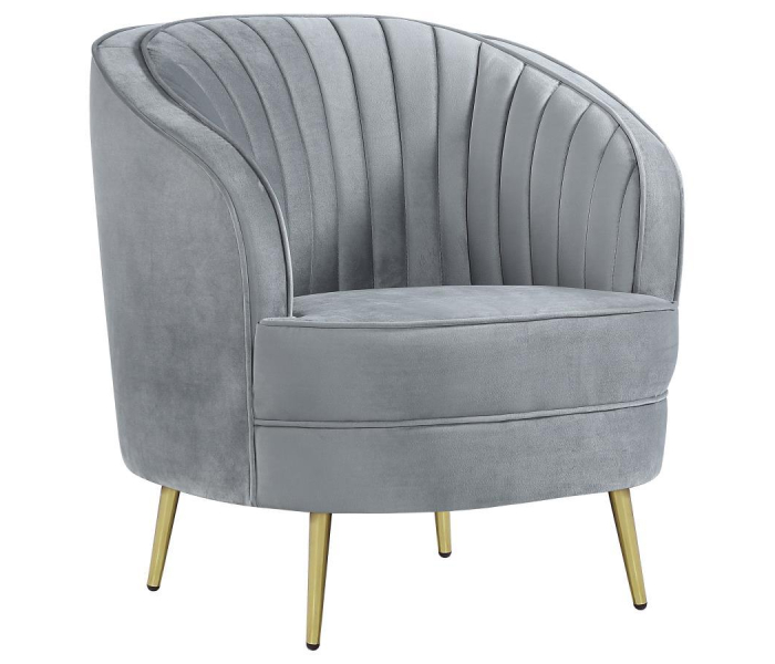 Sophia - Upholstered Channel Tufted Barrel Accent Chair - Dark Gray