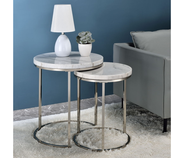Zaidee - Nesting Table Set - Nickel, 20"