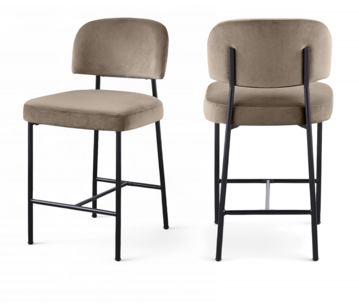 Zarelle - Performance Fabric Upholstered Counter Stool (Set of 2) - Taupe - Light Brown