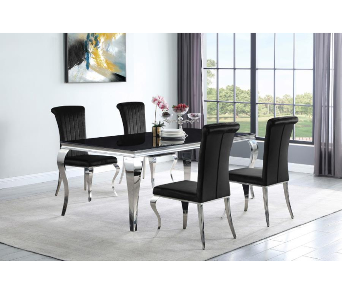 Carone - 5 Piece Rectangular Glass Dining Set - Chrome And