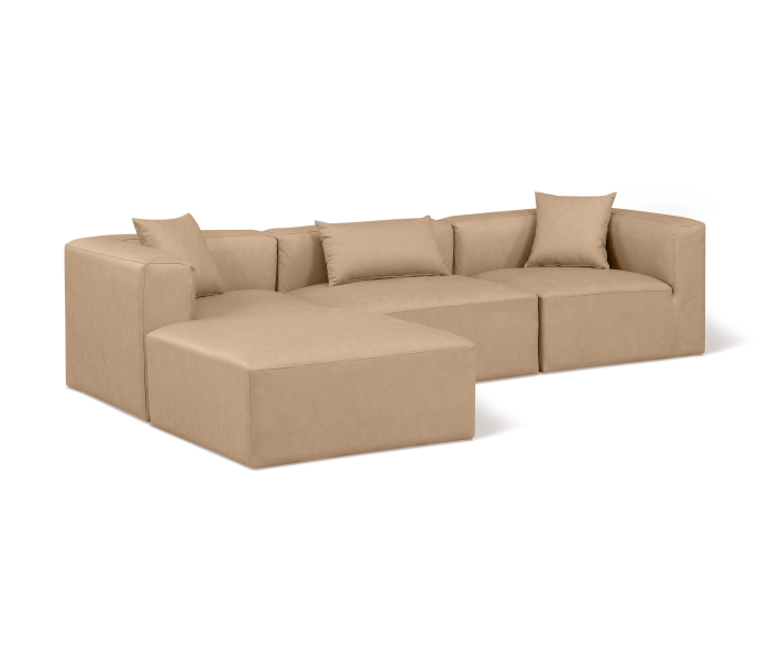Cube - 4 Piece Modular Sectional With Chaise - Tan, 108"
