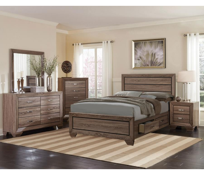 Kauffman - Wood Eastern King Storage Panel Bed - Washed Taupe