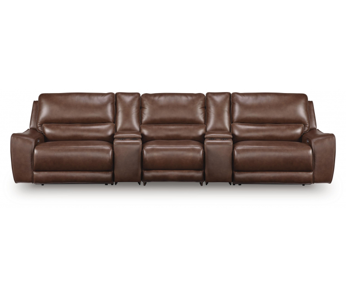DeepWakes 5-Piece Power Reclining Sectional With Armless Chair And 2 Storage Consoles Canyon, 156"