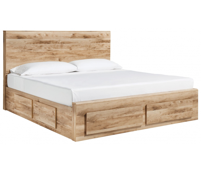 Hyanna - King Panel Bed With 4 Storage Drawers - Tan