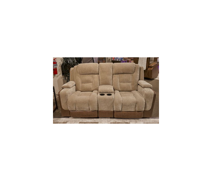 Mixed Motion - Power Reclining Loveseat With Console / Adjustable Headrest - Brownstone