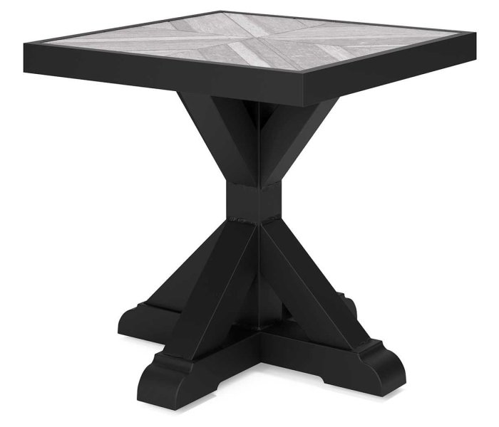 Beachcroft - Black / Light Gray - Square End Table, 22.25"