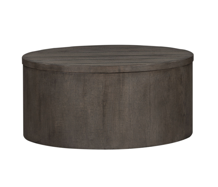 Modern Farmhouse - Drum Cocktail Table - Dusty Charcoal - Dark Gray, 38"