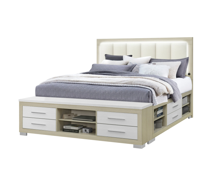 Emma - King Bed With LED And USB - Natural /