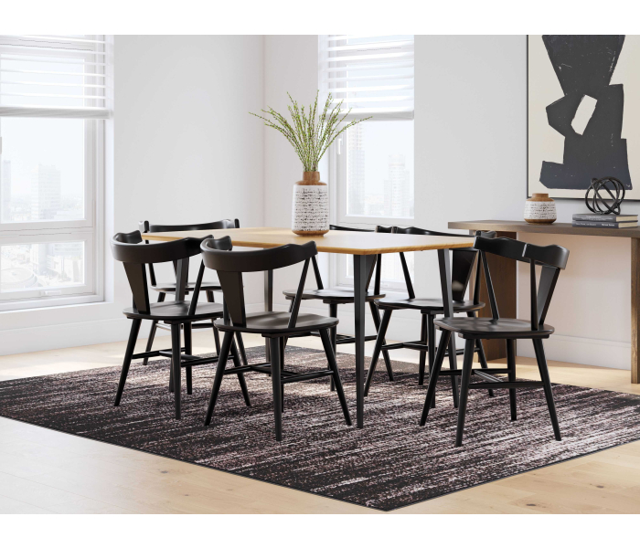 Gretlynn - Black / Natural - 7 Pc. - Dining Room Table, 6 Side Chairs