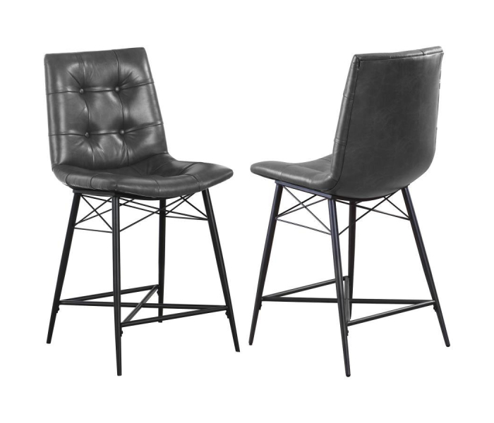 Aiken - Upholstered Tufted Counter Chair (Set of 2) - Charcoal
