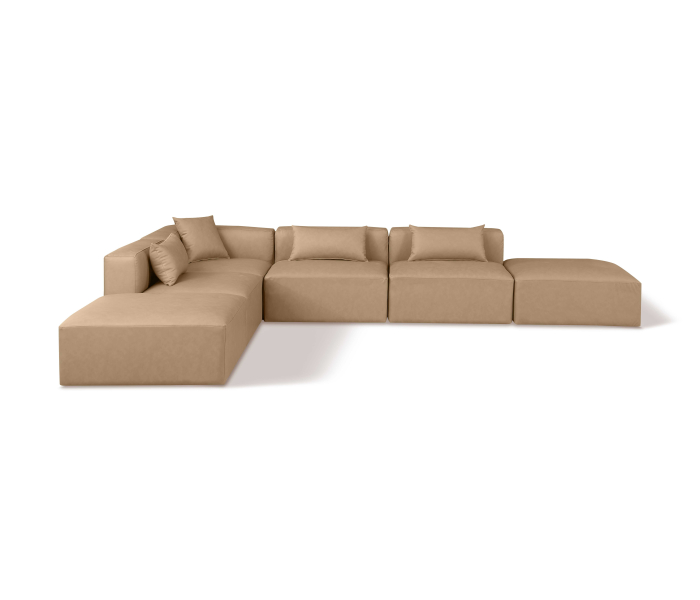 Cube - 6 Piece Modular Corner Armless Sectional - Tan, 144"