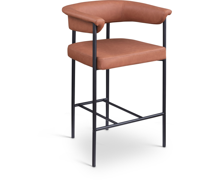 Malin - Faux Leather Counter Stool (Set of 2) - Cognac