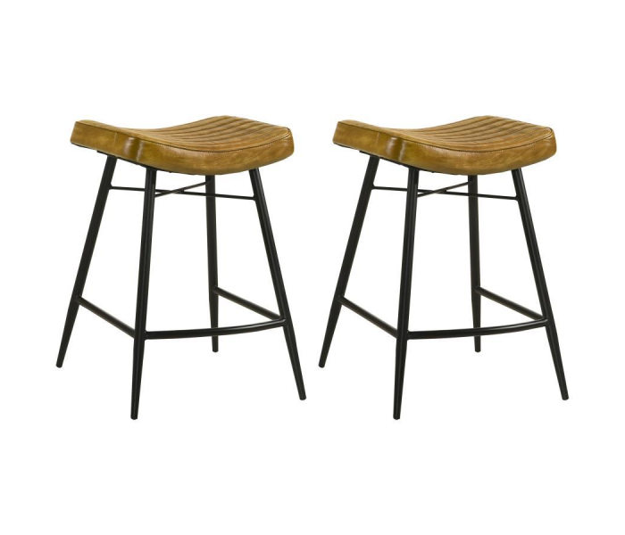Bayu - Leather Upholstered Counter Stool (Set of 2) - Camel